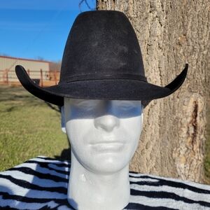 Vintage Black Felt Cowboy Hat size 6 3/4